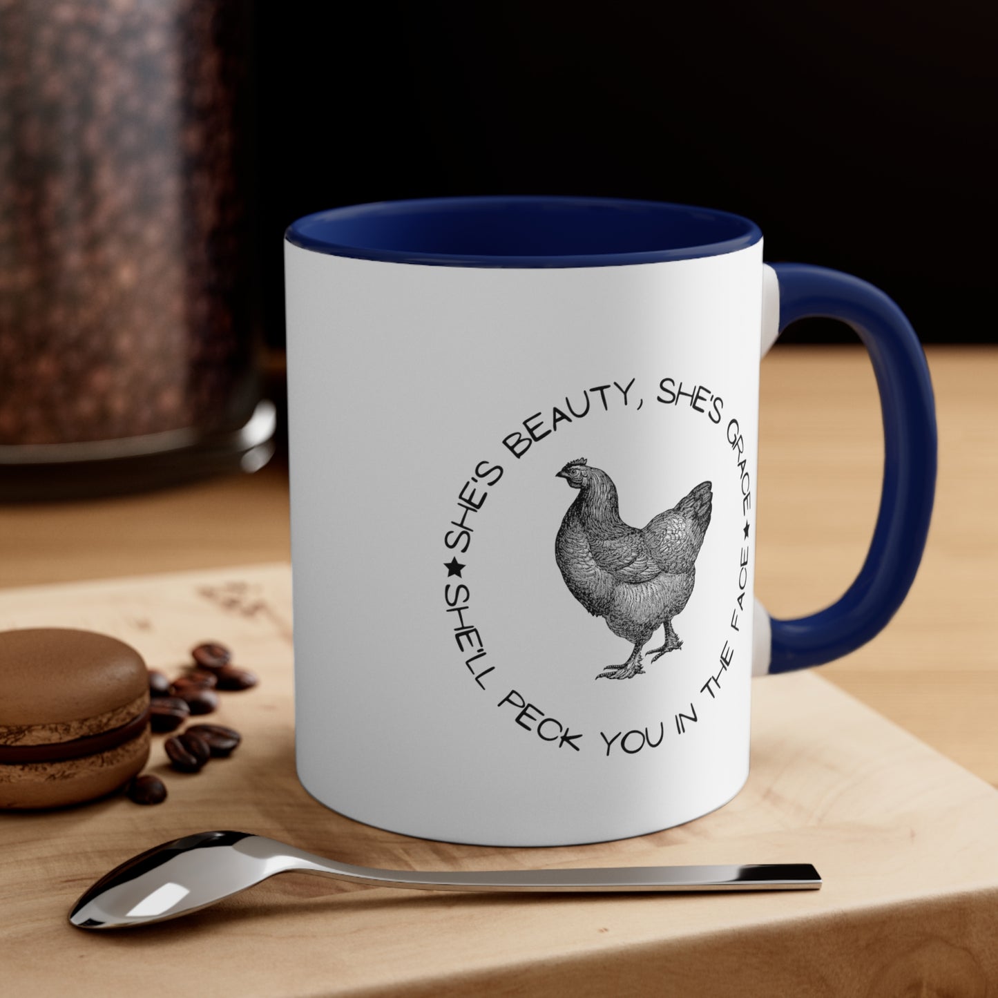 Peck You in the Face  11oz Mug funny Chicken Gift chicken mug farmer gift navy counter