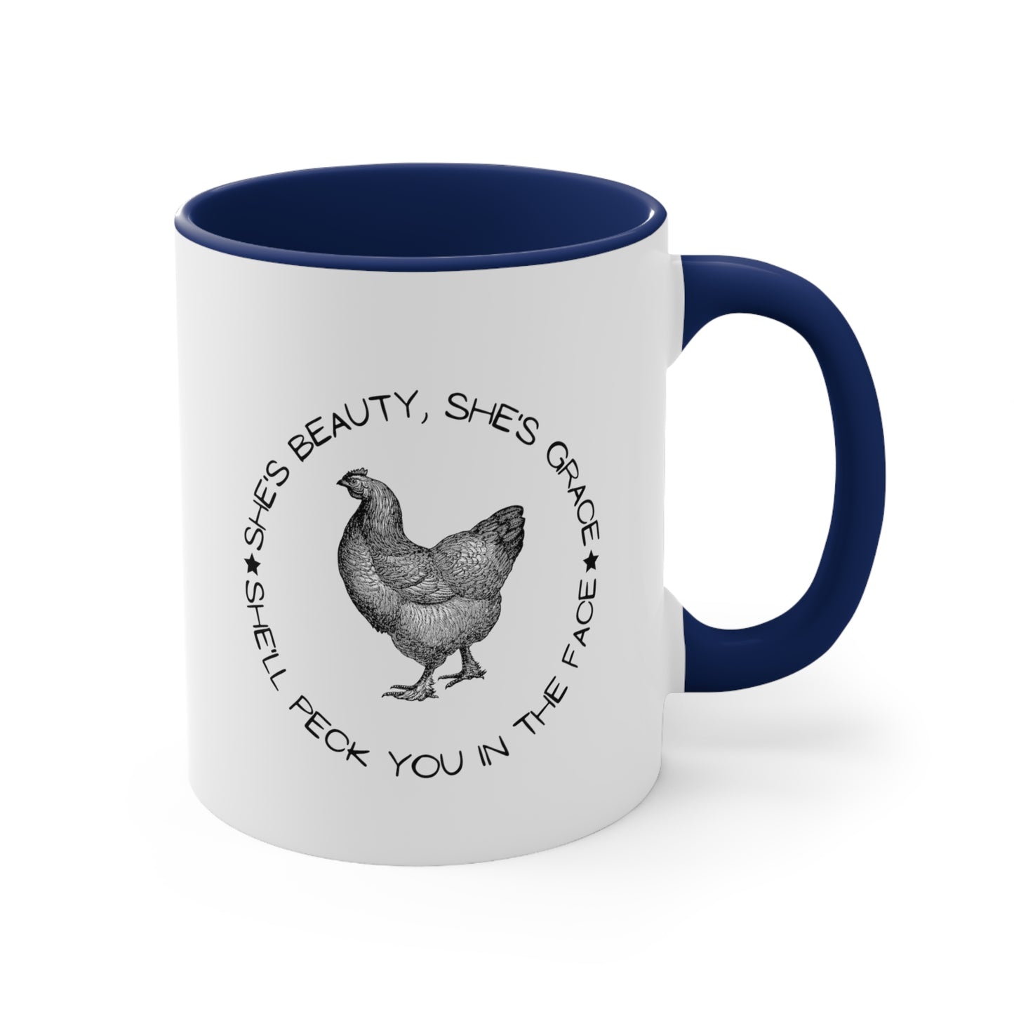 Peck You in the Face  11oz Mug funny Chicken Gift chicken mug farmer gift navy