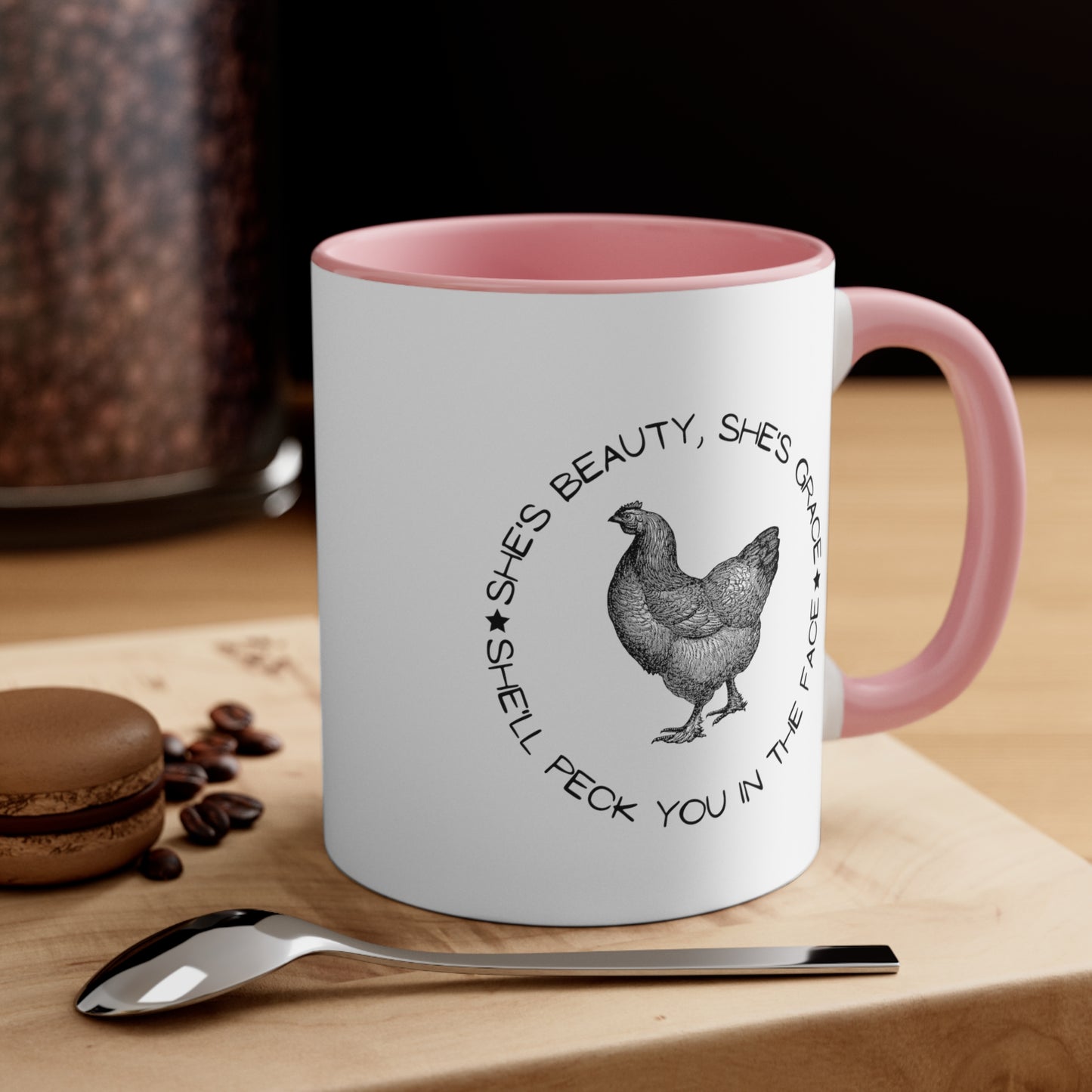 Peck You in the Face  11oz Mug funny Chicken Gift chicken mug farmer gift pink Counter
