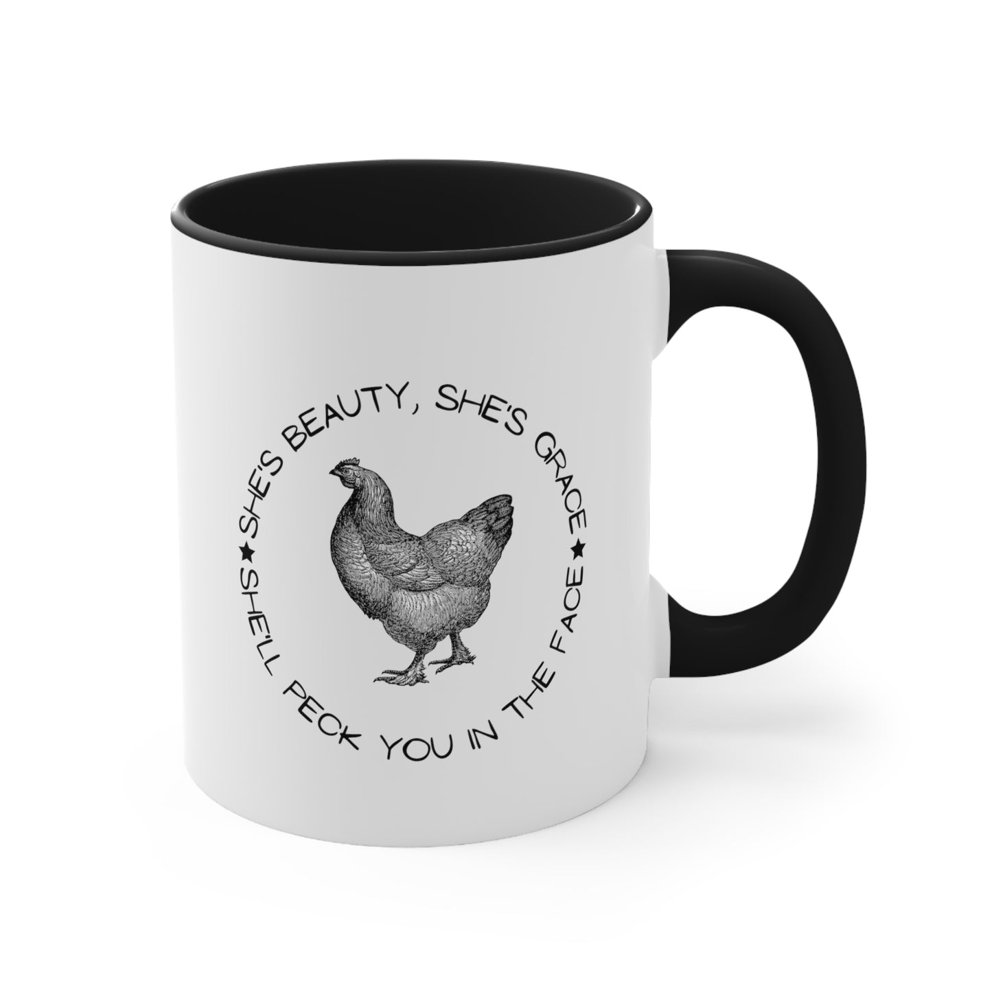 Peck You in the Face  11oz Mug funny Chicken Gift chicken mug farmer gift black
