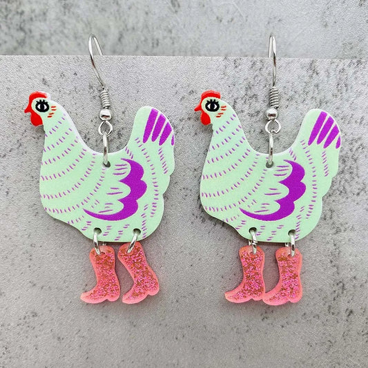 chicken earrings / chickens in boots / chicken gift