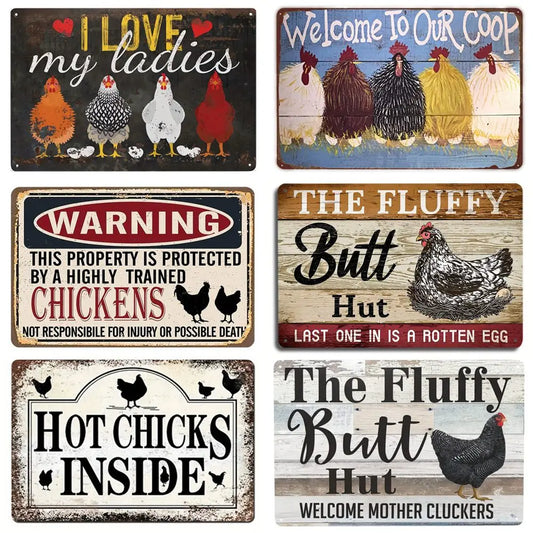 funny chicken signs / coop decor / farmhouse decor / chicken decor / welcome to our coop / crazy chicken lady / fluffy butt hut